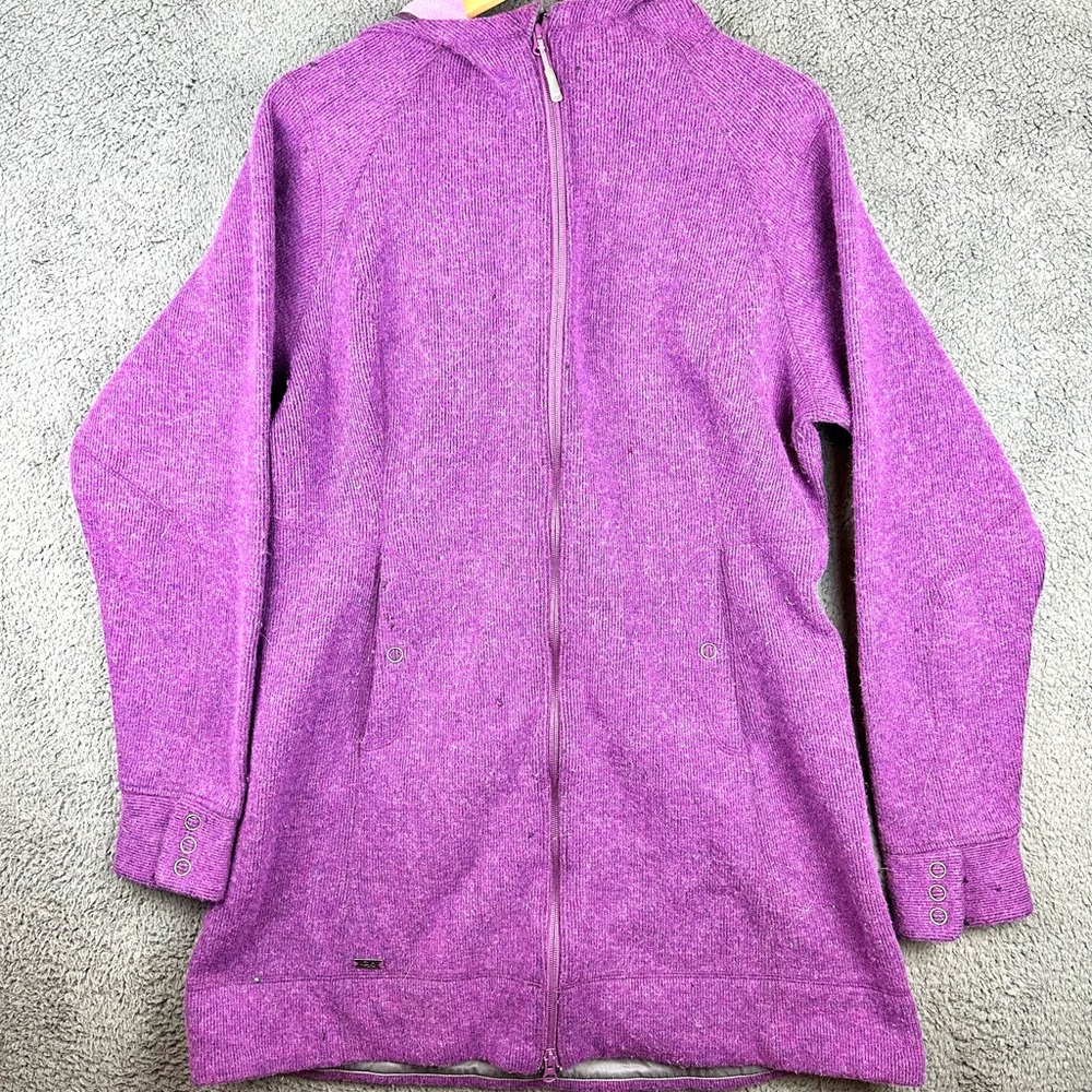 Outdoor Research Salida Long Hoodie Womens XL Purple Full Zip Wool Blend